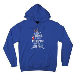 Being Related To Me Funny Xmas Christmas Quote Lettering Meaningful Gift Tall Hoodie