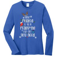 Being Related To Me Funny Xmas Christmas Quote Lettering Meaningful Gift Ladies Long Sleeve Shirt