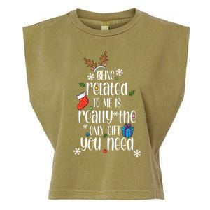 Being Related To Me Funny Xmas Christmas Quote Lettering Meaningful Gift Garment-Dyed Women's Muscle Tee