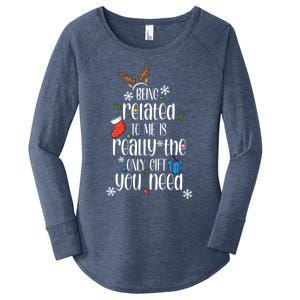 Being Related To Me Funny Xmas Christmas Quote Lettering Meaningful Gift Women's Perfect Tri Tunic Long Sleeve Shirt