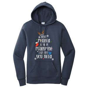 Being Related To Me Funny Xmas Christmas Quote Lettering Meaningful Gift Women's Pullover Hoodie