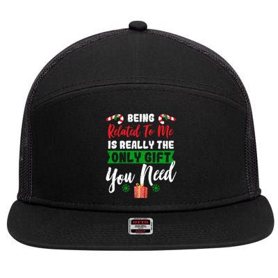 Being Related To Me Is All You Need Holiday Candy Canes Gift 7 Panel Mesh Trucker Snapback Hat