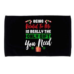 Being Related To Me Is All You Need Holiday Candy Canes Gift Microfiber Hand Towel