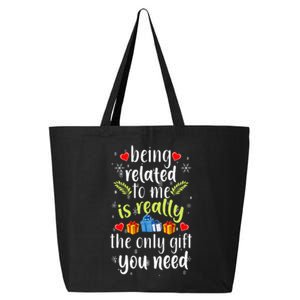 Being Related To Me Funny Christmas Family Xmas Pajamas 25L Jumbo Tote