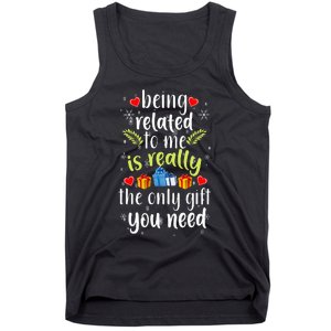 Being Related To Me Funny Christmas Family Xmas Pajamas Tank Top