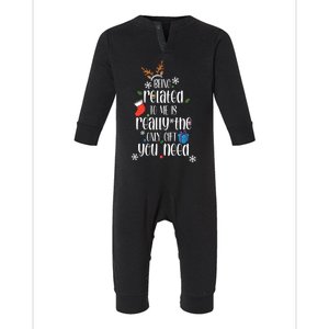 Being Related To Me Funny Xmas Christmas Quote Lettering Gift Infant Fleece One Piece