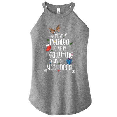 Being Related To Me Funny Xmas Christmas Quote Lettering Gift Women’s Perfect Tri Rocker Tank