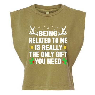 Being Related To Me Is Really The Only Christmas Funny Gift Funny Gift Garment-Dyed Women's Muscle Tee