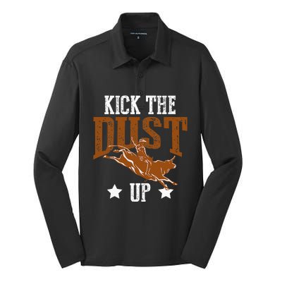 Bull Rider Tee Kick The Dust Up Bull Riding Rodeo Tee Bulls Silk Touch Performance Long Sleeve Polo