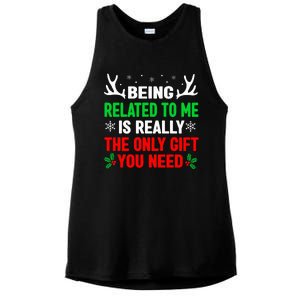 Being Related To Me Funny Christmas Family Ladies PosiCharge Tri-Blend Wicking Tank