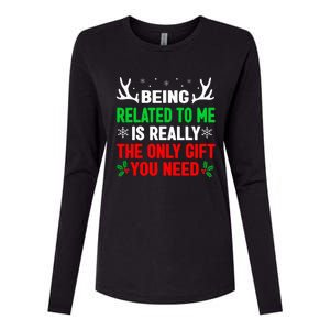 Being Related To Me Funny Christmas Family Womens Cotton Relaxed Long Sleeve T-Shirt