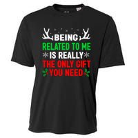 Being Related To Me Funny Christmas Family Cooling Performance Crew T-Shirt