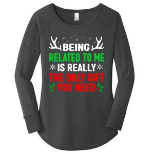 Being Related To Me Funny Christmas Family Women's Perfect Tri Tunic Long Sleeve Shirt