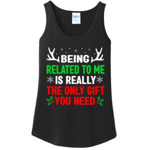 Being Related To Me Funny Christmas Family Ladies Essential Tank