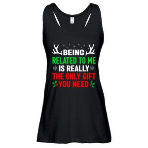 Being Related To Me Funny Christmas Family Ladies Essential Flowy Tank