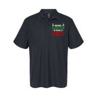 Being Related To Me Funny Christmas Family Softstyle Adult Sport Polo