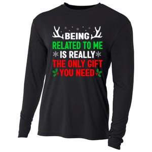 Being Related To Me Funny Christmas Family Cooling Performance Long Sleeve Crew