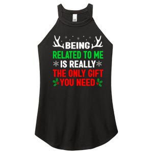 Being Related To Me Funny Christmas Family Women's Perfect Tri Rocker Tank