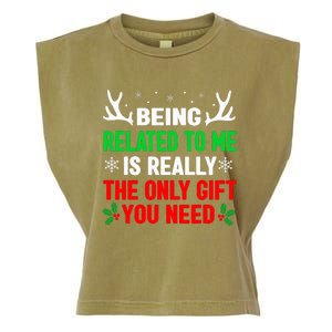 Being Related To Me Funny Christmas Family Garment-Dyed Women's Muscle Tee