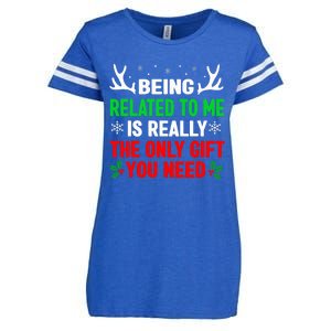 Being Related To Me Funny Christmas Family Enza Ladies Jersey Football T-Shirt