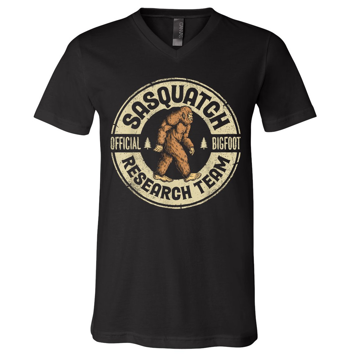 Bigfoot Research Team Retro Vintage Sasquatch V-Neck T-Shirt