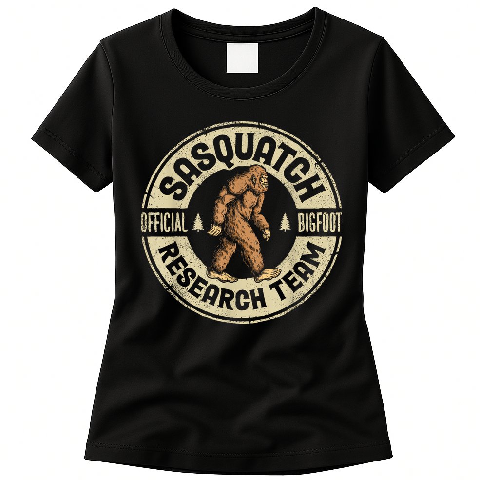 Bigfoot Research Team Retro Vintage Sasquatch Womens T-Shirt