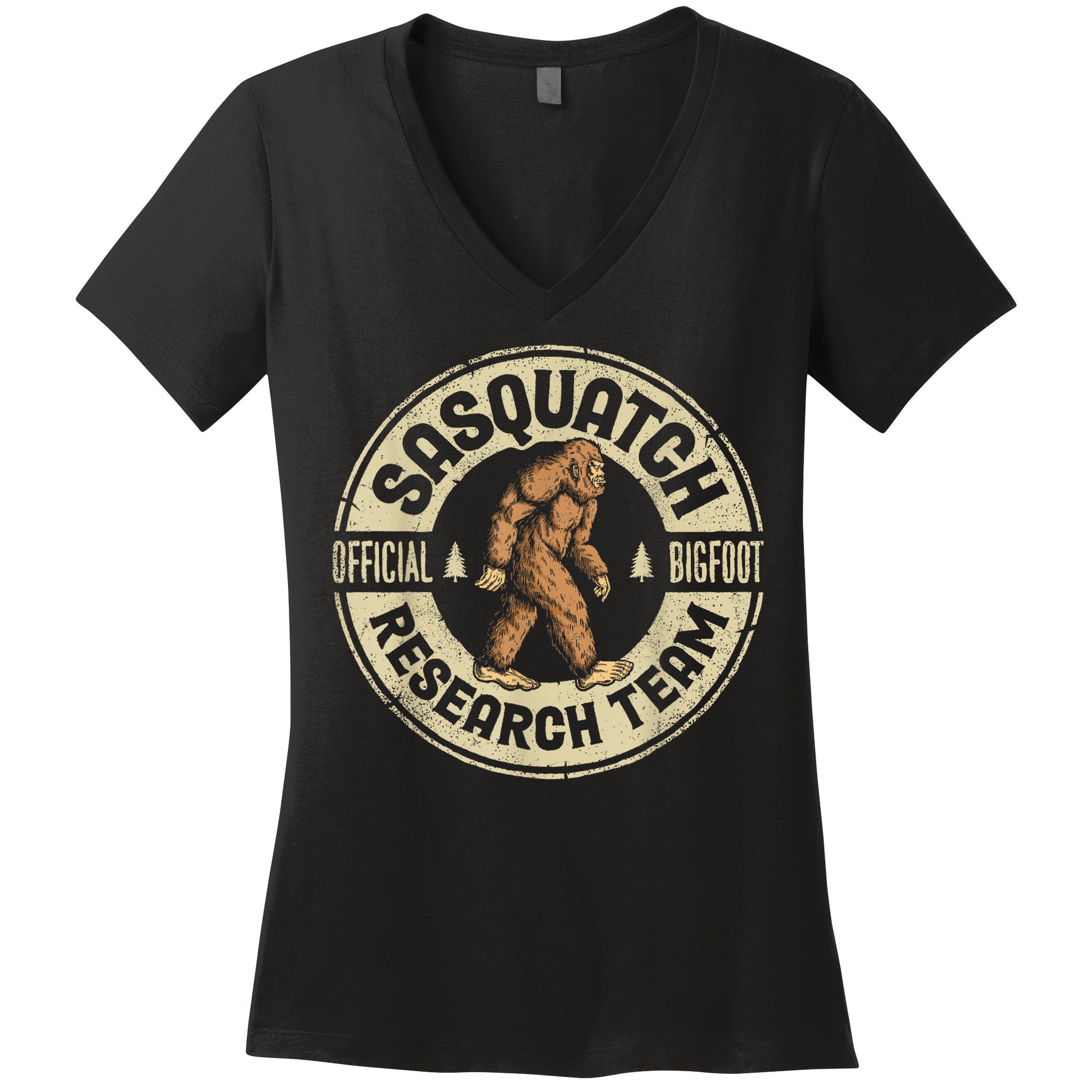 Bigfoot Research Team Retro Vintage Sasquatch Women's V-Neck T-Shirt