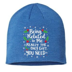 Being Related To Me Family Christmas Humor Xmas Funny Gift Sustainable Beanie