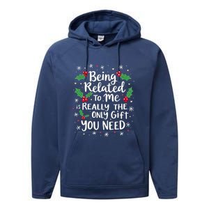 Being Related To Me Family Christmas Humor Xmas Funny Gift Performance Fleece Hoodie