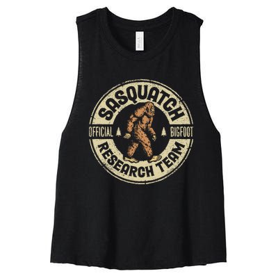 Bigfoot Research Team Retro Vintage Sasquatch Women's Racerback Cropped Tank