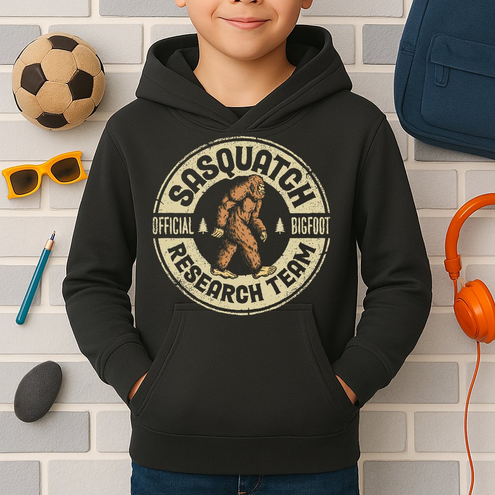 Bigfoot Research Team Retro Vintage Sasquatch Kids Hoodie