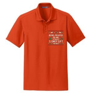 Being Related To Me Family Christmas Humor Xmas Cute Gift Dry Zone Grid Polo