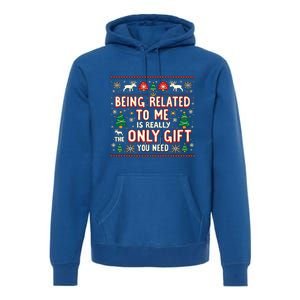 Being Related To Me Family Christmas Humor Xmas Cute Gift Premium Hoodie