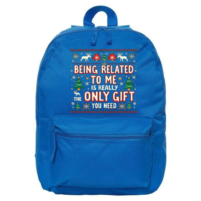 Being Related To Me Family Christmas Humor Xmas Cute Gift 16 in Basic Backpack