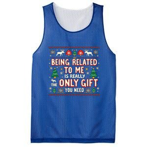 Being Related To Me Family Christmas Humor Xmas Cute Gift Mesh Reversible Basketball Jersey Tank