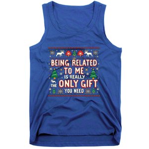 Being Related To Me Family Christmas Humor Xmas Cute Gift Tank Top