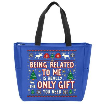 Being Related To Me Family Christmas Humor Xmas Cute Gift Zip Tote Bag