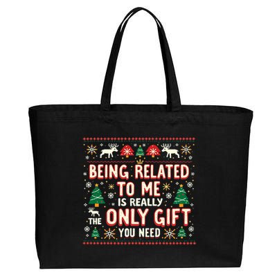 Being Related To Me Family Christmas Humor Xmas Cute Gift Cotton Canvas Jumbo Tote