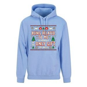 Being Related To Me Family Christmas Humor Xmas Cute Gift Unisex Surf Hoodie