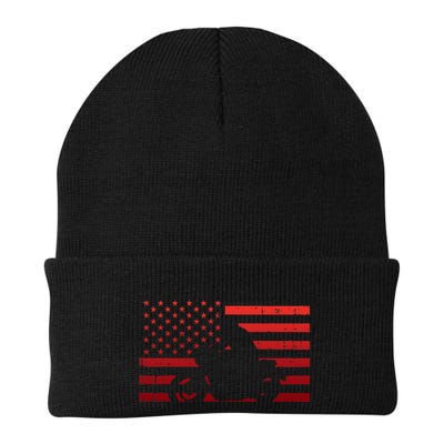 Biker Red Us Flag Motorcycle Vintage Patriot Women Beanie