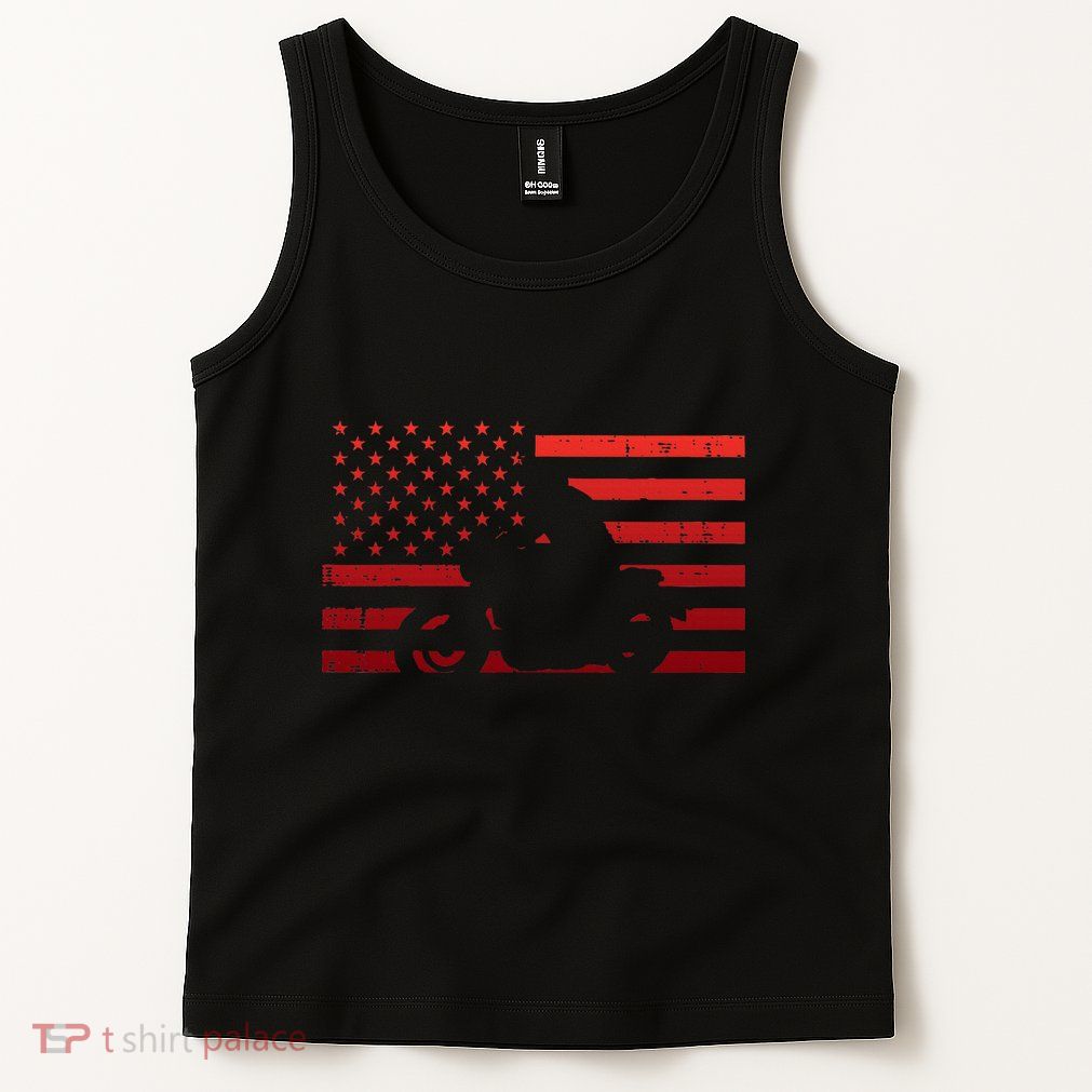Biker Red Us Flag Motorcycle Vintage Patriot Women Tank Top