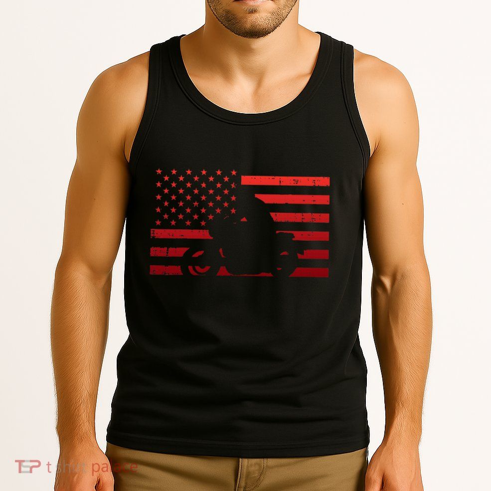 Biker Red Us Flag Motorcycle Vintage Patriot Women Tank Top