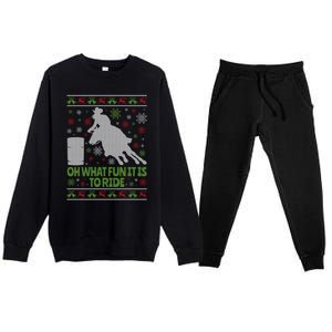 Barrel Racing Ugly Christmas Premium Crewneck Sweatsuit Set