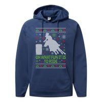 Barrel Racing Ugly Christmas Performance Fleece Hoodie