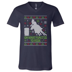 Barrel Racing Ugly Christmas V-Neck T-Shirt