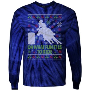 Barrel Racing Ugly Christmas Tie-Dye Long Sleeve Shirt