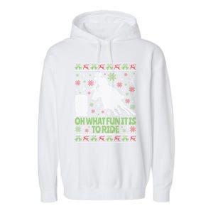 Barrel Racing Ugly Christmas Garment-Dyed Fleece Hoodie