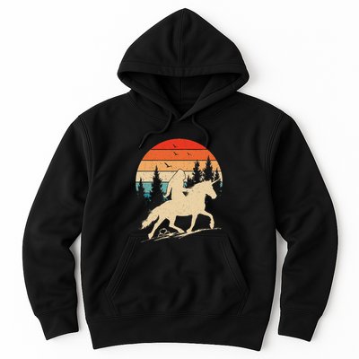 Bigfoot Riding Unicorn! Funny Sasquatch Unicorn Retro Sunset Hoodie