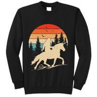 Bigfoot Riding Unicorn! Funny Sasquatch Unicorn Retro Sunset Sweatshirt