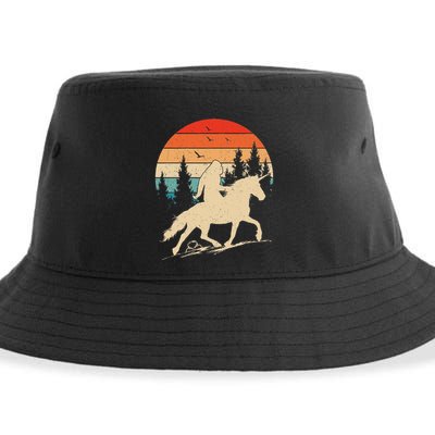 Bigfoot Riding Unicorn! Funny Sasquatch Unicorn Retro Sunset Sustainable Bucket Hat